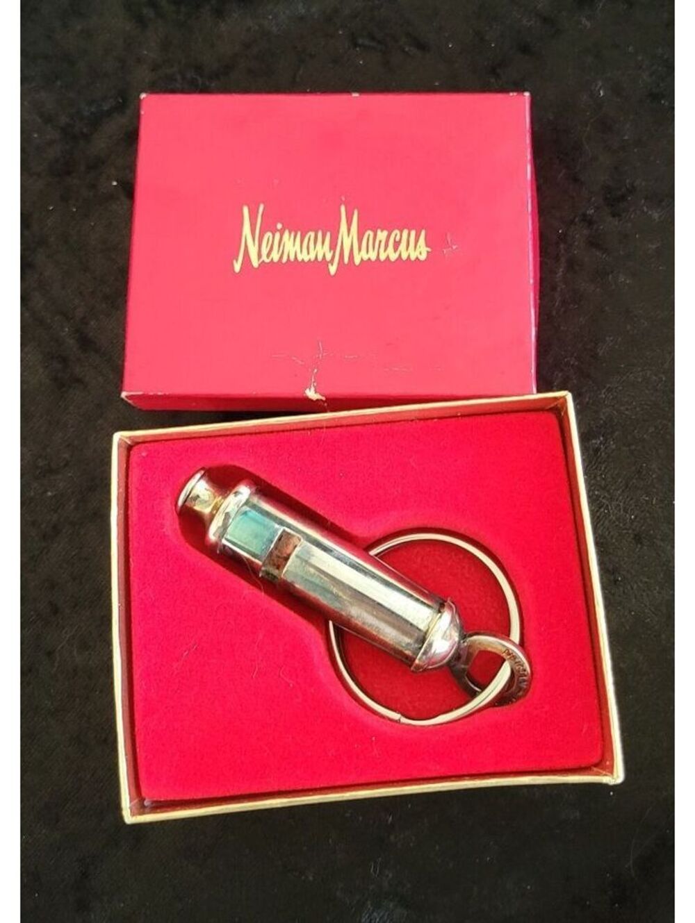 VTG Neiman Marcus Silver-Plated "Bobby" Whistle Key Ring